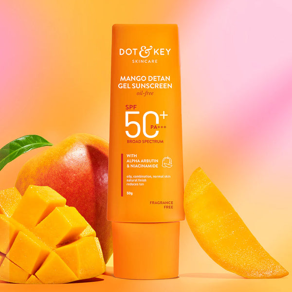 dot n key Mango + Detan Gel Sunscreen (Oil Free), SPF 50+ PA+++ 50gm