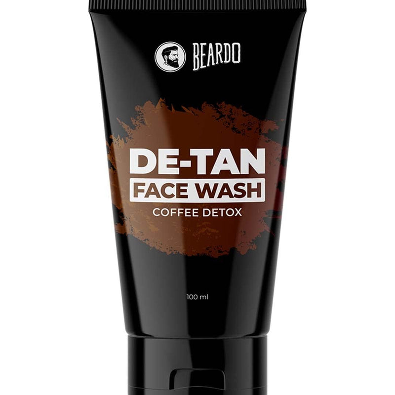 BEARDO DeTan Face Wash for Men, 100ml | Coffee Facewash, Aloe Vera, Vitamin E | Helps to Reduce Tan | Exfoliates & Hydrates for Smooth & Oil Free Skin