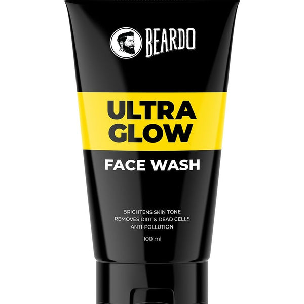 Beardo Ultraglow Face Wash for Men, 100ml | Aloe Vera Facewash that Enhances & Balances Skin Tone | Glowing & Radiant Cleanser for face with Menthol & White Lily