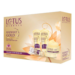 Lotus Herbals Radiant Gold Facial Kit For Instant Glow With 24K Pure Gold & Papaya,4 Easy Steps, 60g (Multiple Use)