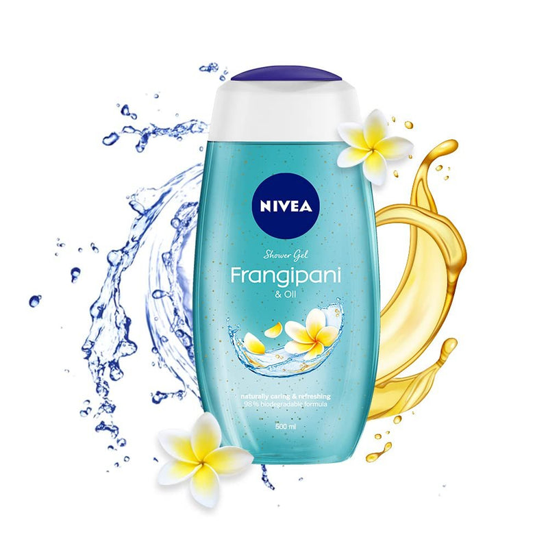 NIVEA Body Wash, Frangipani & Oil Shower Gel, Pampering Care with Refreshing Scent of Frangipani Flower