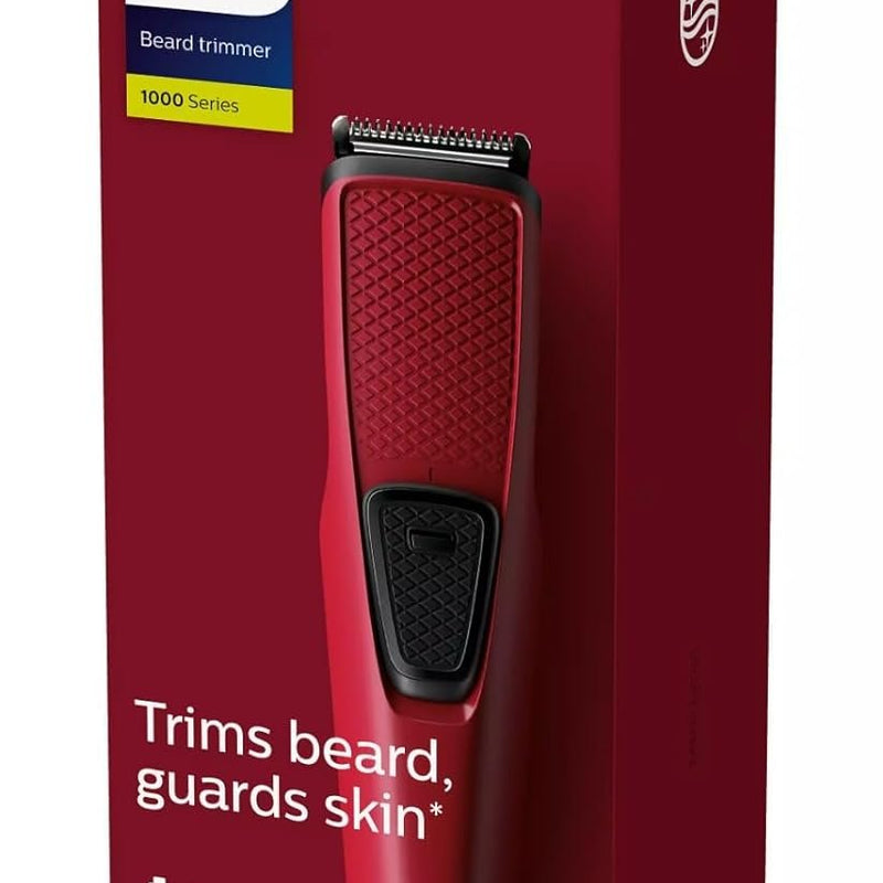 Philips Battery Powered BT1235/15 Skin-friendly Beard trimmer for Men Dura Power Technology, Cordless Rechargeable with USB Charging