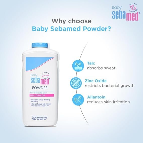 Sebamed Baby Powder 400 Gm| Olive Oil, Allantoin|Keeps Newborn S Skin Fresh|Absorbs Sweat|..