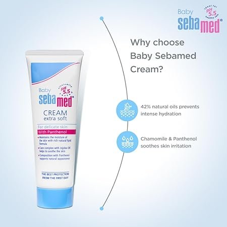 Sebamed Baby Cream Extra Soft 50m|Ph 5.5| Panthenol and Jojoba Oil|Clinically tested| ECARF Approved