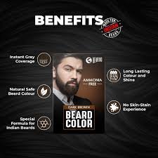BEARDO Color For Men - Natural Dark Brown | Long Lasting | No Ammonia | 60 ml | Creme , Dark Brown