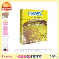Carex Extra Time Powershot Dotted & Contoured Condom Indian 1 Packet (3 Pcs)