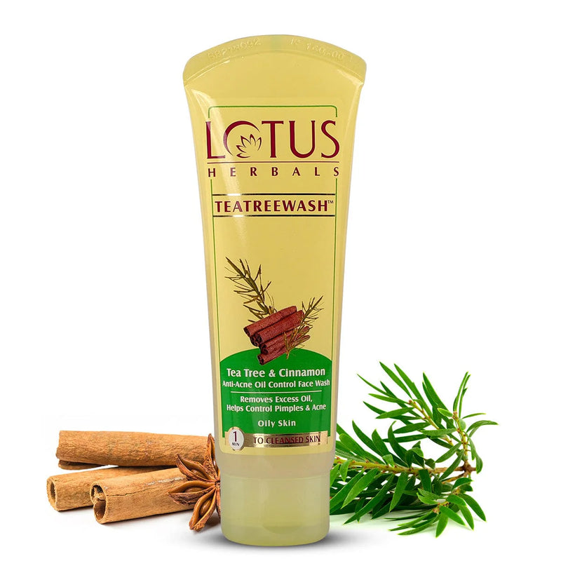 Lotus Herbals TEATREEWASH Tea Tree & Cinnamon Anti-Acne Oil Control Face Wash