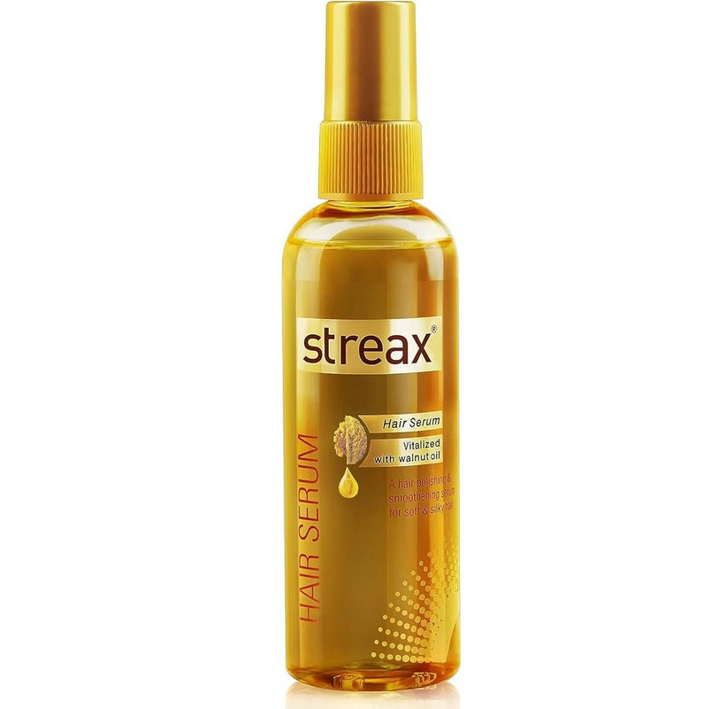 Streax Hair Serum Vitalized with Walnut Oil, For Hair Smoothening & Shine, For Dry & Frizzy Hair - 45 ml