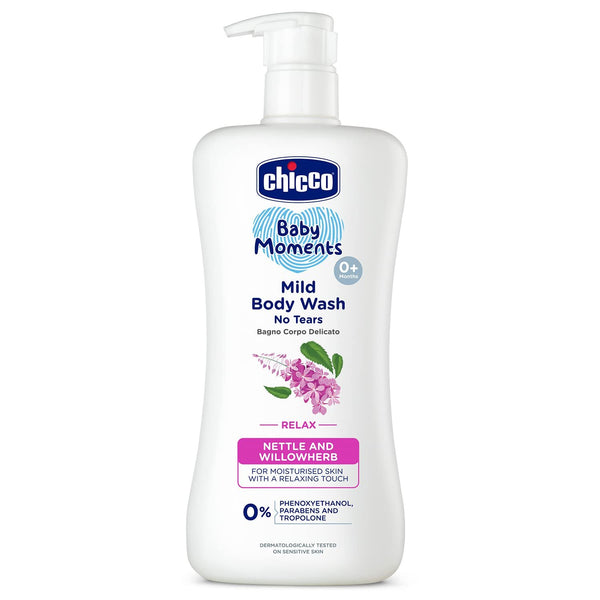 Chicco Baby Moments Mild Body Wash - Relax, 500ml | With Nettle & Willowherb | No Tears Formula