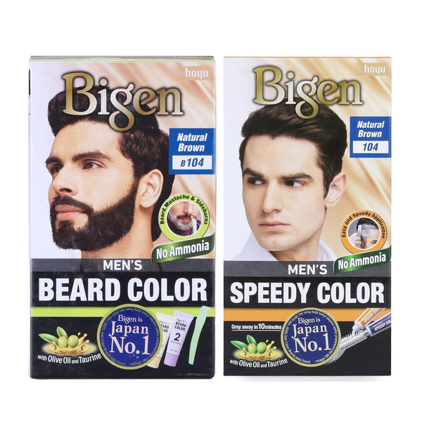 Bigen Beard 104 & Mens Speedy Hair Brown Color 104