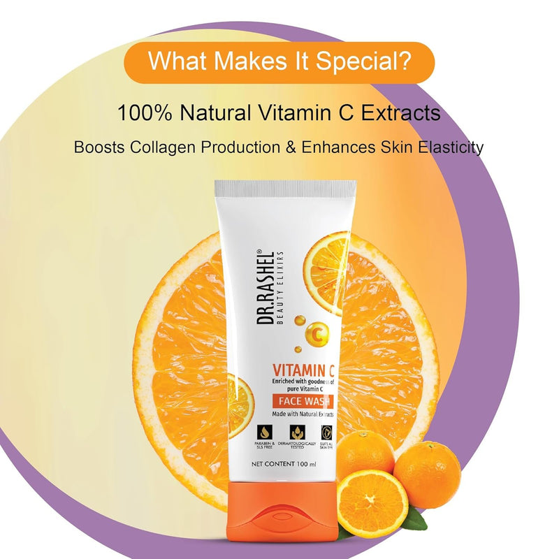 DR.RASHEL Vitamin C Face Wash Enriched with Goodness of Vitamin C with No Parabens, SLS, Silicones & Colour (100 ml)