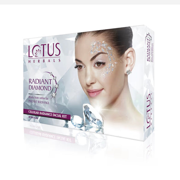 Lotus Herbals Radiant Diamond Cellular Radiance 5 In 1 Facial Kit | With Diamon Dust & Cinnamon | For All Skin Types | 60gm