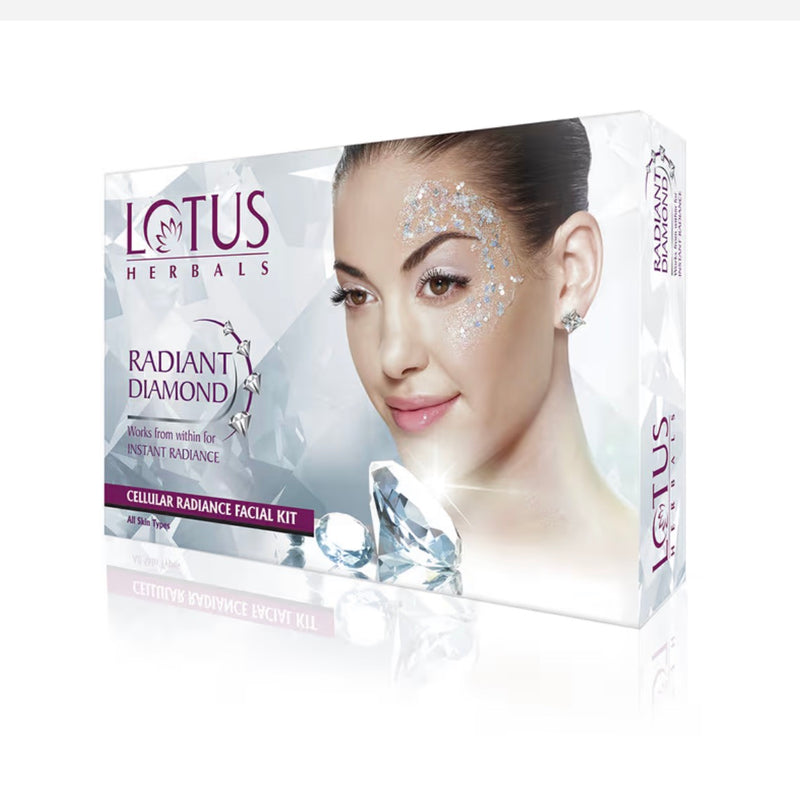 Lotus Herbals Radiant Diamond Cellular Radiance 5 In 1 Facial Kit | With Diamon Dust & Cinnamon | For All Skin Types | 60gm
