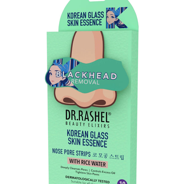 Dr.Rashel Korean Glass Skin Essence Nose Pore Strips with Rice Water, Blackhead Removal, 10 Strips