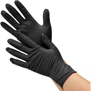 M & M Nitrile & Rubber Disposable Gloves, Black