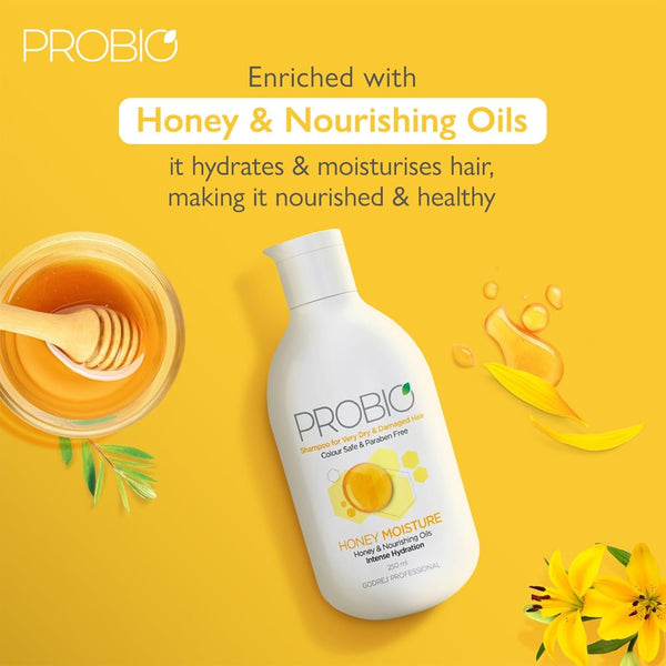 Godrej Professional Probio Honey Moisture Shampoo (250ml) | For Dry & Damaged Hair