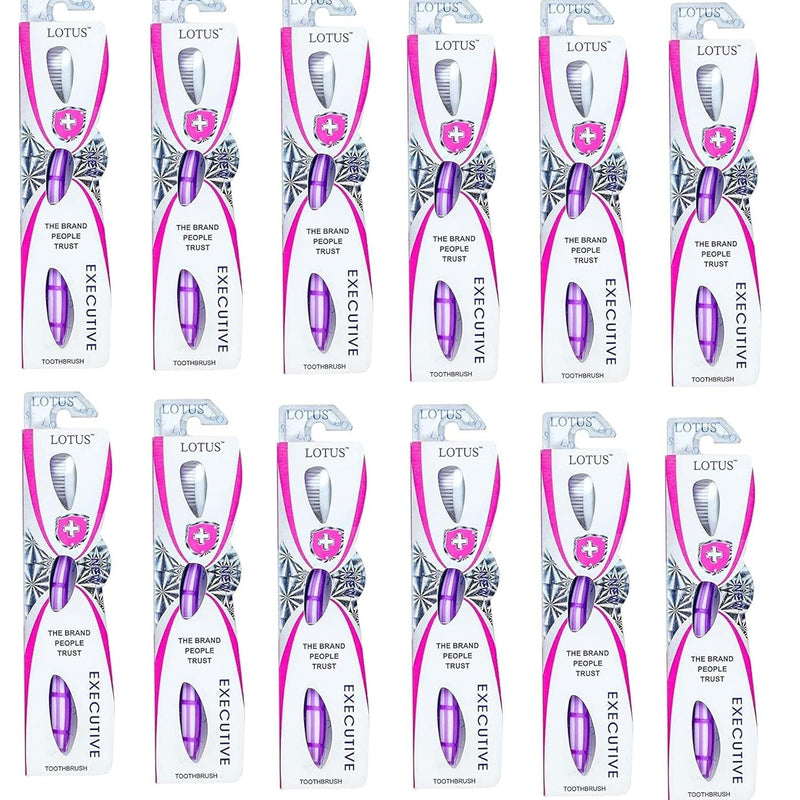Lotus Toothbrush Extra Soft Bristles Executive Toothbrush|(Multi Colour) - Manual, Adult Pack Of 12