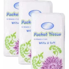 Soft Pocket Tissue Packs, Cotton Tissue, Face Tissue, Disposable Tissue Paper Packets PACK OF 10