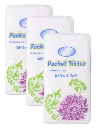 Soft Pocket Tissue Packs, Cotton Tissue, Face Tissue, Disposable Tissue Paper Packets PACK OF 10