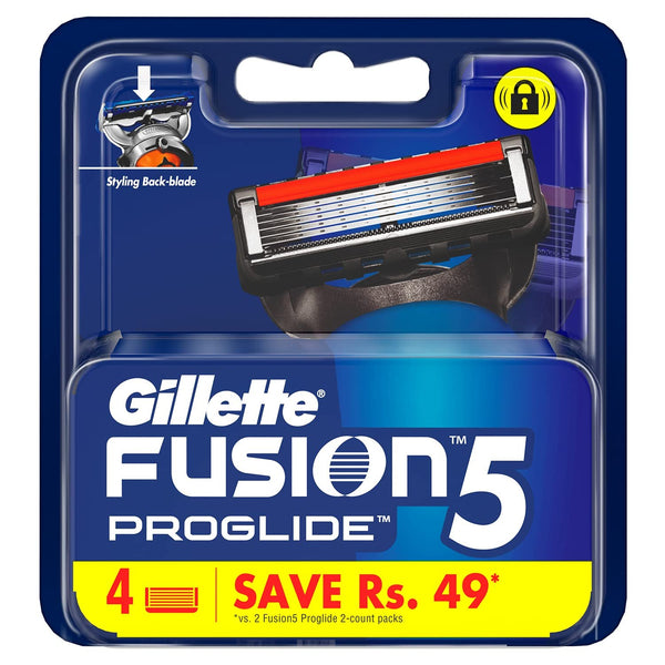 Gillette Fusion Proglide Blades for men with styling back blade - 4 count for Perfect Shave