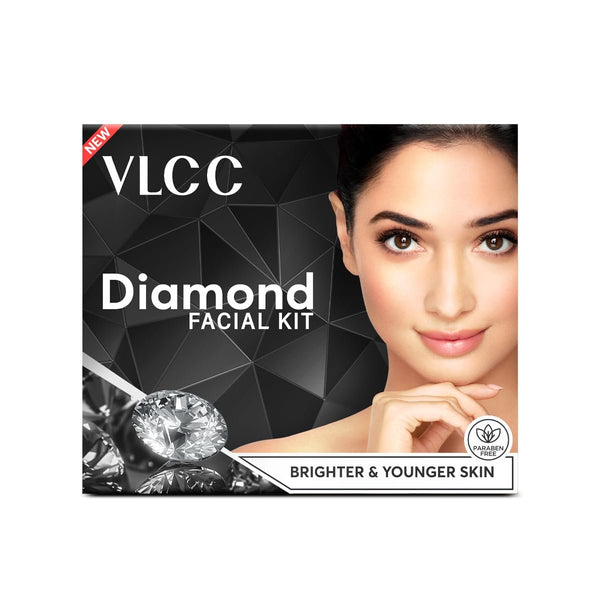 VLCC Diamond Facial Kit - 60g | Skin purifying with Parlour Glow | Improves Skin Elasticity, Brightens and Lightens Patchy Damaged Skin