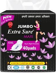 Jumbo Extra Sure Sanitary Pads for Women with Wings Sanitary Pad