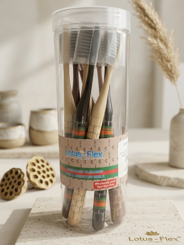 Lotus Brush Wooden 8Pcs Jar