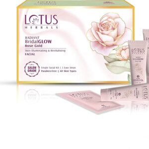 Lotus Herbals Radiant BridalGLOW Rose Gold Skin Illuminating Facial Kit | 5 Easy Steps | Paraben Free | Salon Grade | All Skin Types | Pack of 4 | 228g