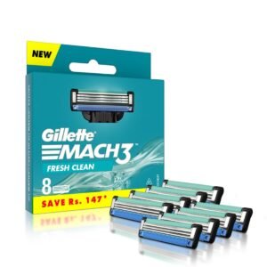 Gillette Mach3 Shaving 3-Bladed Cartridges, Pack of 8